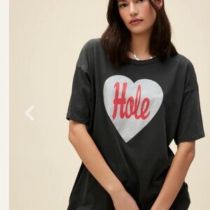 Daydreamer Black Tee with Red and White Heart Design